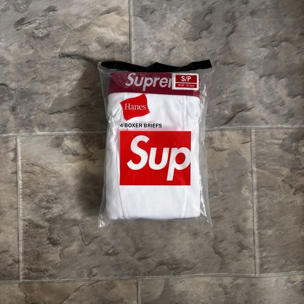 Supreme x Hanes Men’s Cotton Boxer Brief single Tagless Stretch S White/Red